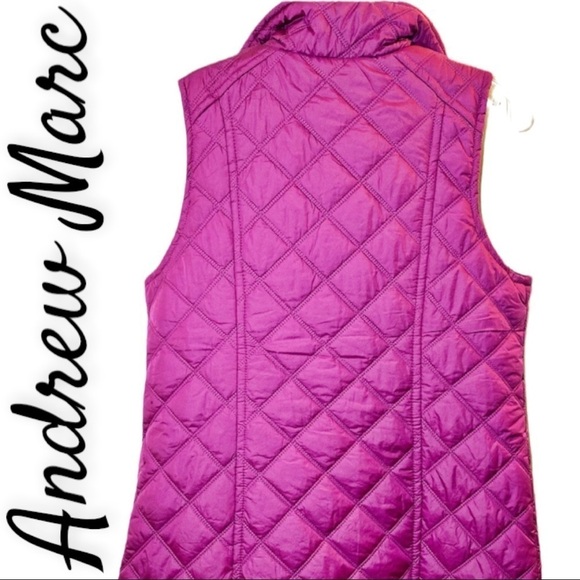 NWT ANDREW MARC Fuchsia Quilted Puffer Vest, Size Small - Picture 6 of 12